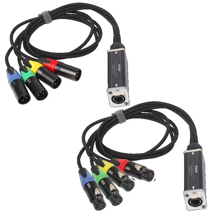 Network Converter RJ45 CAT5/6 With Shielded to 4 Channel 3Pin XLR Connector Multi Network Receiver Cable for Speaker Male/Female