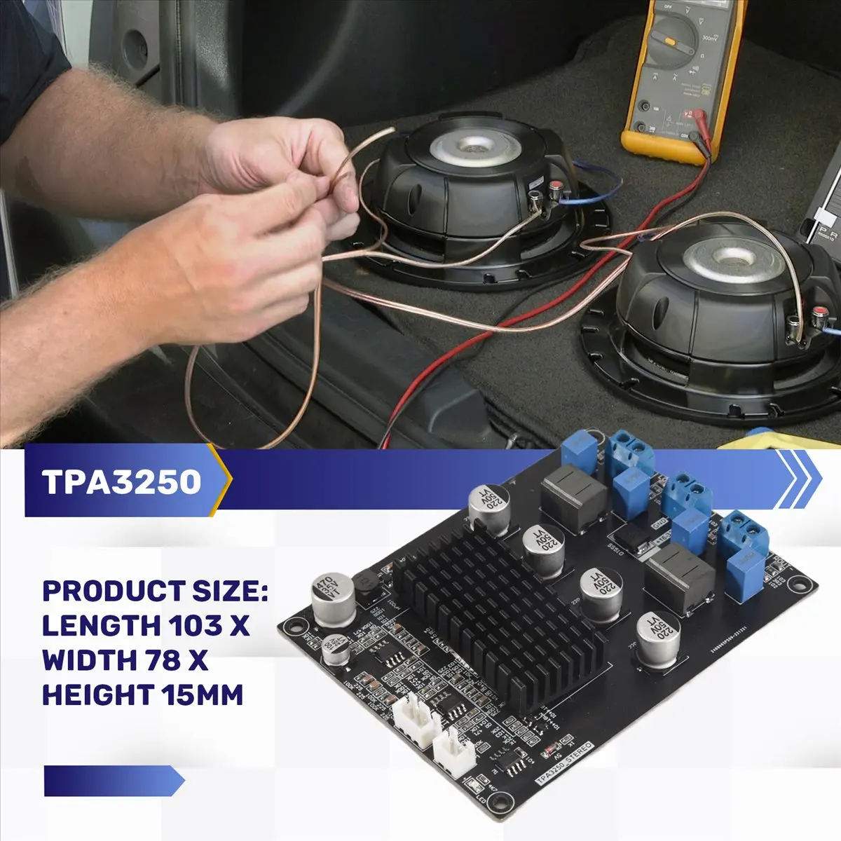 T28C TPA3250 Digital Amplifier Board 130Wx2 High Power 4A 32V Class D Audio Amplifier Board with XH2.54mm-3P Shielded Cable view 2