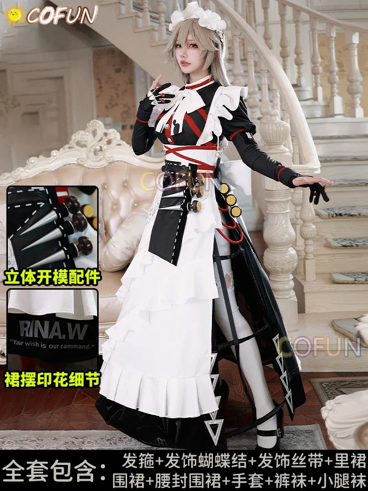 COFUN Zenless Zone Zero Alexandrina Sebastiane Cosplay Costume Halloween Game Women Maid Sexy Dress Clothes Outfits Wig