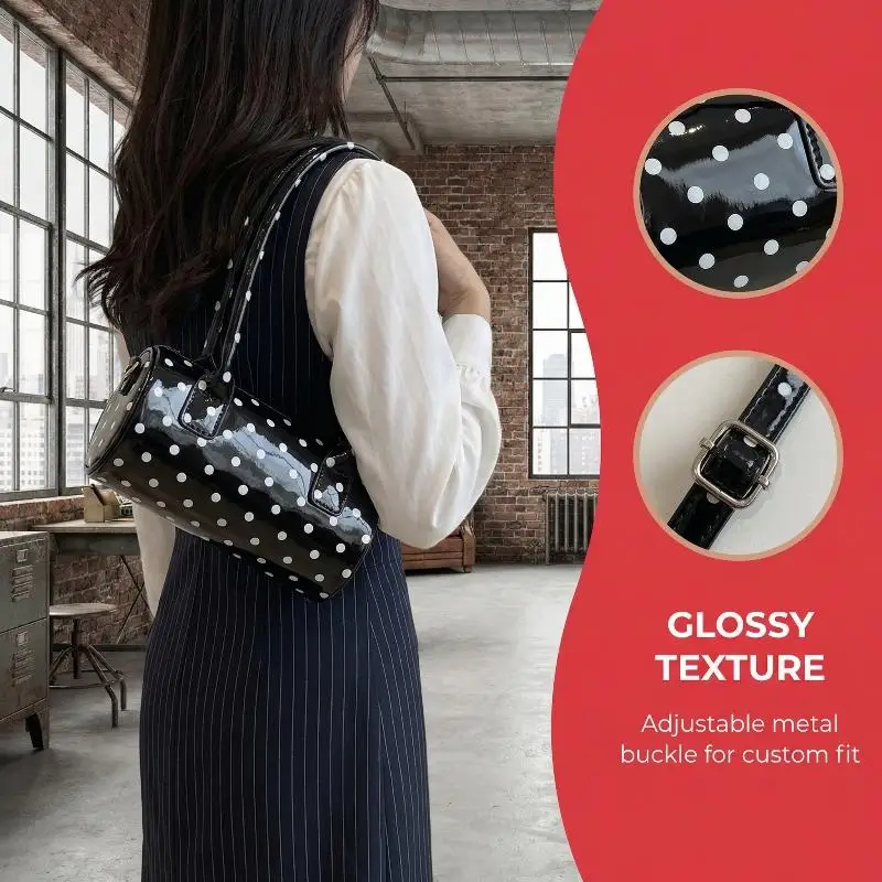 Korean Polka Dot Barrel Shape Crossbody Bag Mini Top Handle Daily Casual Women's Shoulder Bag Cute Elegant Underarm Purse