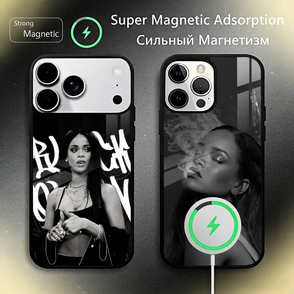 

Singer R-Rihanna Phone Case For iPhone17,16,15,14,13,12,11 Plus,Pro Max For Magsafe Wireless Charging