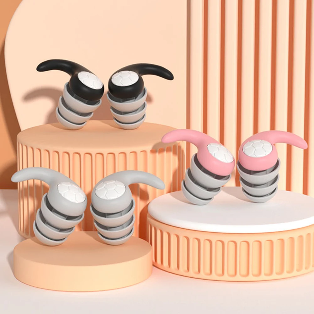 

1 Pair Silicone Earplugs Sound Insulation Waterproof 3 Layers Sleep Noise Ear Plug with Storage Box Portable for Sports Swimming