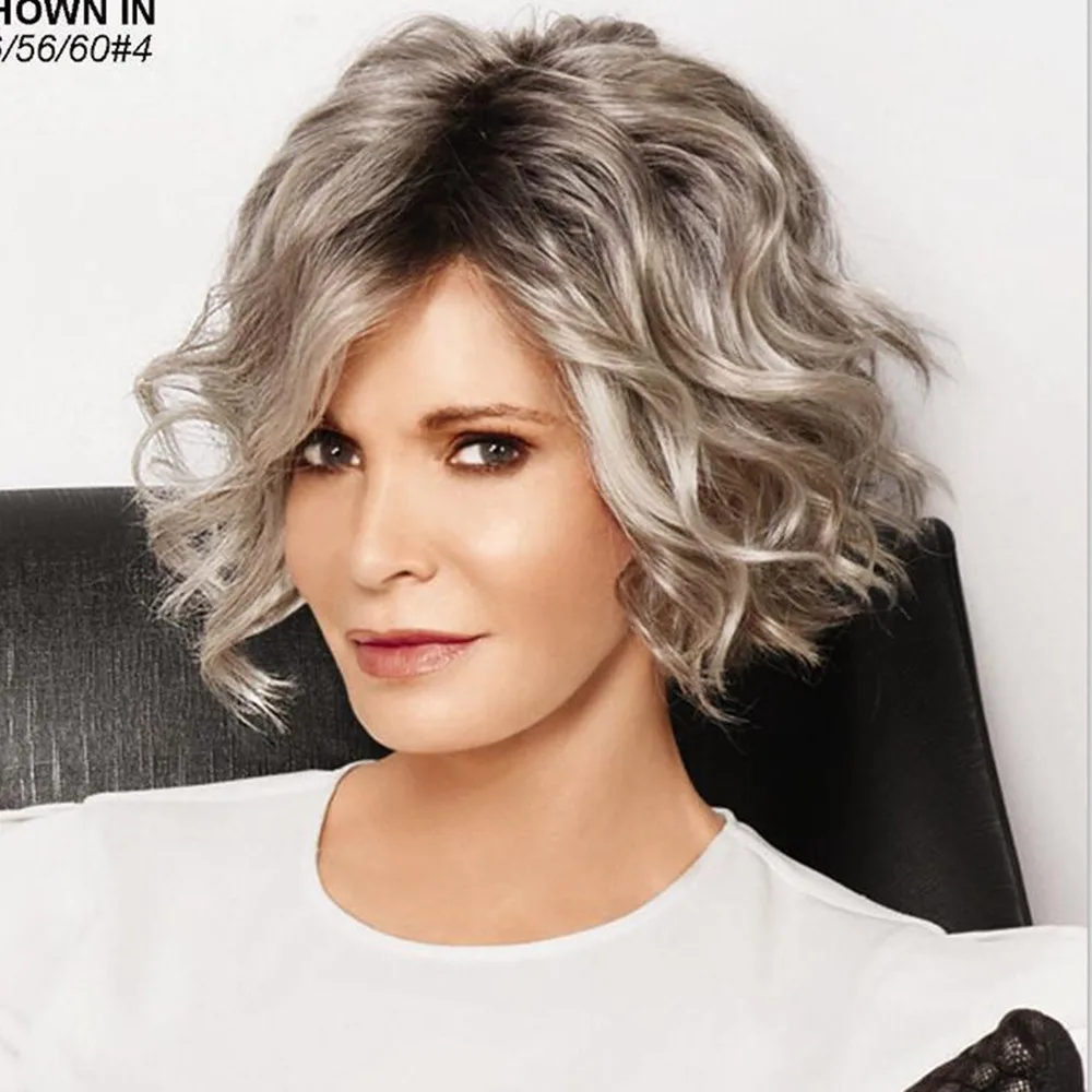 Synthetic Hair Wigs For Women Natural Wave Wig Fashion Female Pixie Cut Mix Ombre Blonde Wig Short Curly Daily Use Party Wigs