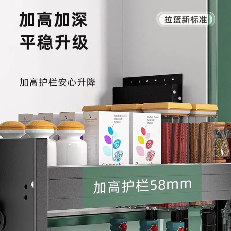 Kitchen damping buffer cabinet pull basket drawer type hanging cabinet lift pull basket pull down type