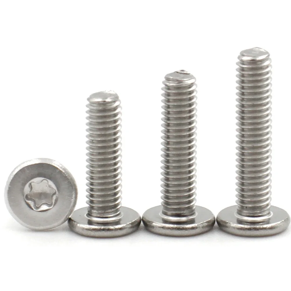 10/20/50pcs M2 M2.5 M3 M4 M5 M6 Black Zinc-Plated A2-70 304 Stainless Steel Torx Six-Lobe Ultra Thin Flat Wafer Head Screw Bolt