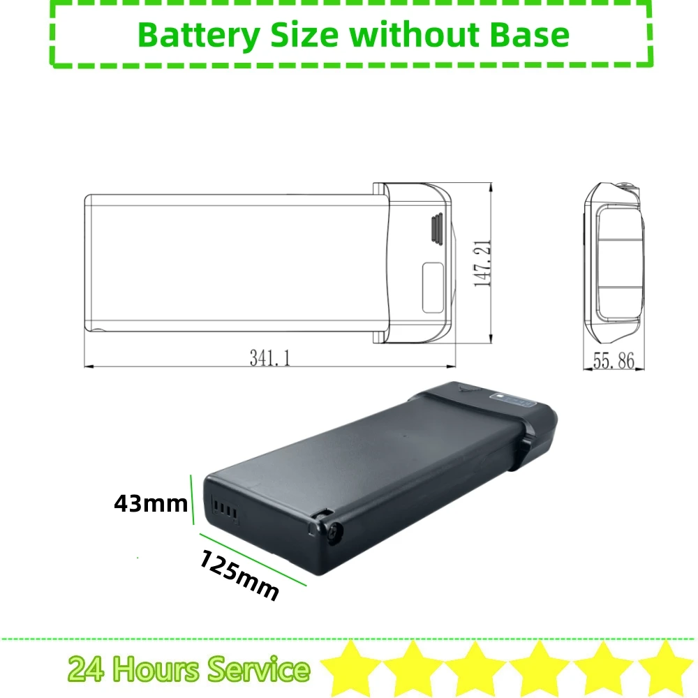 Rear Ebike Battery 36V 8Ah 8.8Ah 10Ah 10.4Ah 14Ah 24V 10Ah Rear Rack Carrier Mount for Zündapp Z802 Zundapp Z802 E-bike Battery