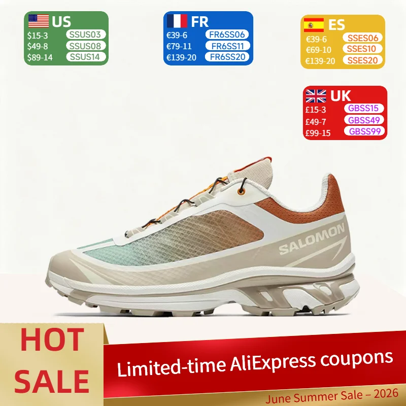 

Salomon XT-6 FT Lightweight,Flexible,Durable, Supportive,and Breathable Low-Cut Hiking Boots (Unisex) in White and Brown 477744