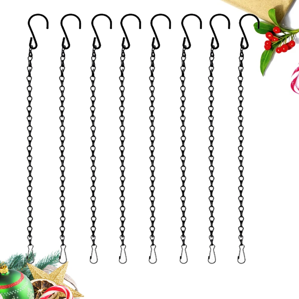 8 قطعة سلسلة معلقة لمغذيات الطيور المزارعون الفوانيس الثقيلة قابل للتعديل السنانير سلة للزهور سلسلة معلقة سوداء للتغذية