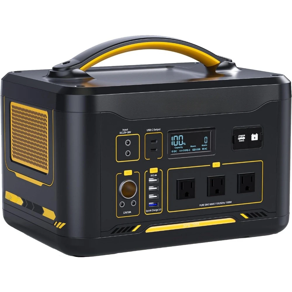 

Portable Power Station 1500W, 828Wh LiFePO4 Battery Powered Generator with Expandable Capacity, Generator