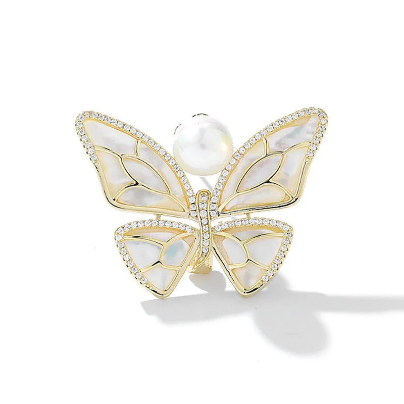 Women Girls Elegnat Butterfly Pearl Enamel Pins Badges Fashion Casual Classic Insect Series Brooches For Lady Party Wedding