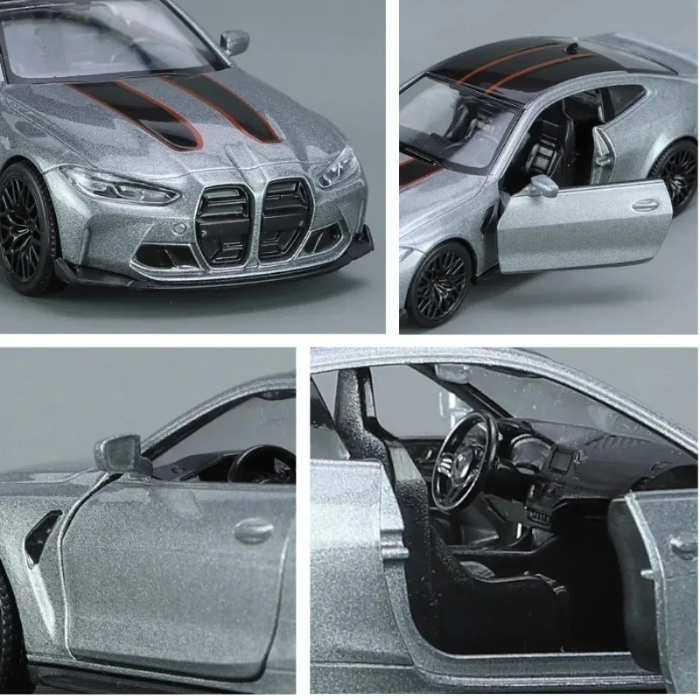 1:36 M4 CSL 合金製おもちゃの車モデル 高シミュレーションメタル製 本物のドアが開く プルバック機能付き 男の子の誕生日プレゼント コレクション