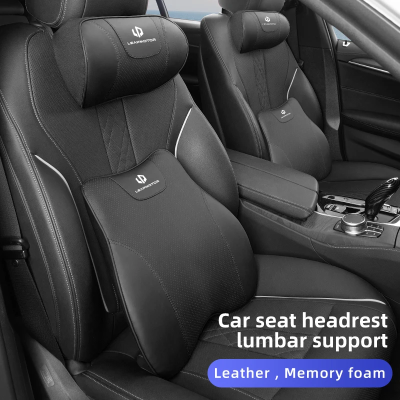 Car Seat Headrest Leather Neck Pillow Lumbar Support Accessories For Leapmotor T03 S01 C11 C01 C10 Leap Motor