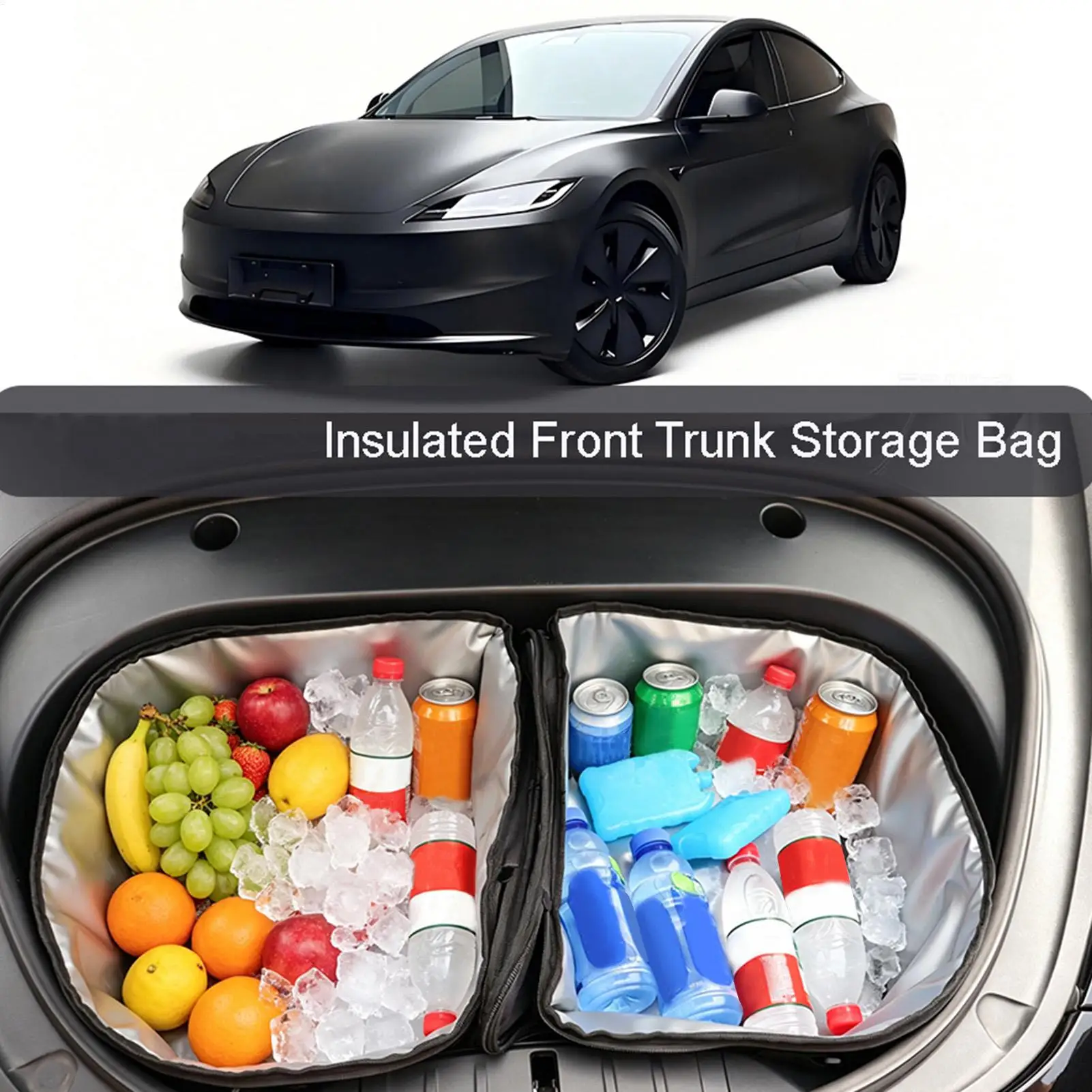 Front Trunk Cooler Organizer 2Pcs camping cooler bag with lid and strap Leak-Proof Insulation Cooler Bag for Camping Vacation