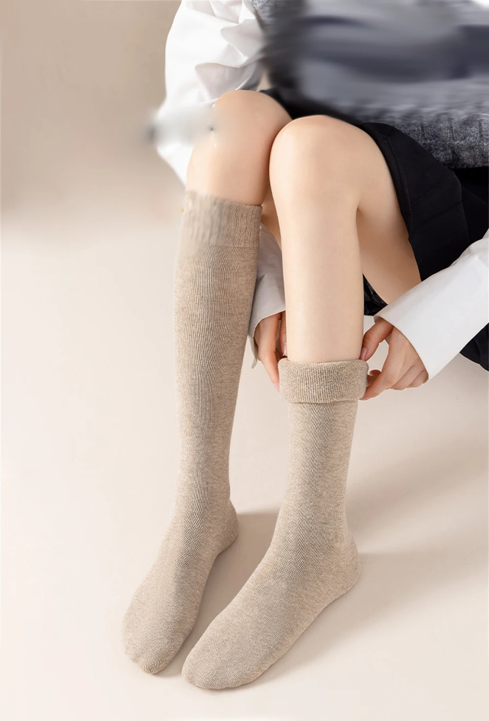 Women Autumn Winter Japanese Soft Thick Terry Calf Socks Cold-proof Warmth Stockings Korean Version Student  Over-the-knee Socks