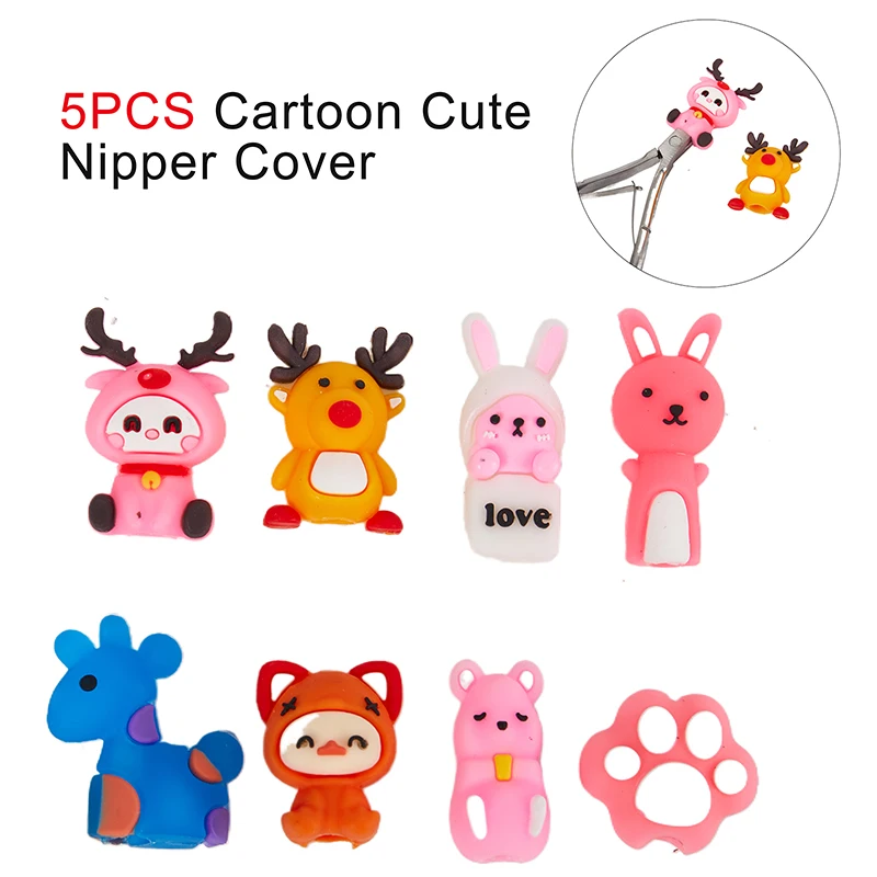 5Pcs Cartoon Cute Nipper Cover Protective Sleeve For Nail Manicure Pedicure Tools Dead Skin Tweezers Cap