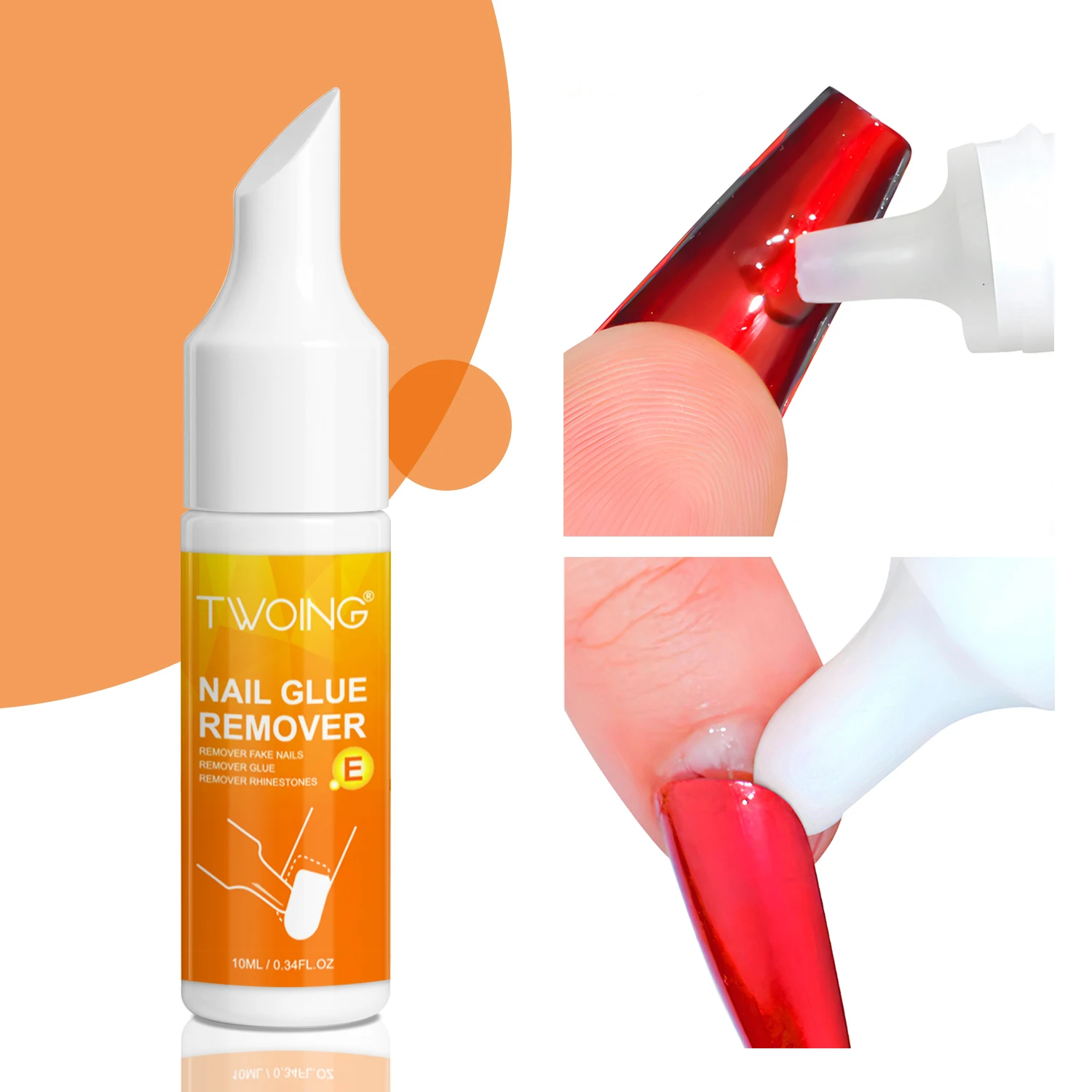 TWOING Falsche Nagelspitzen, feste Klebstoffe, Gel-Entferner, Nagelflüssigkeit, leicht zu weich, Entferner zum Aufdrücken der Nägel, Gel-Entferner-Werkzeuge mit gefälschten Spitzen