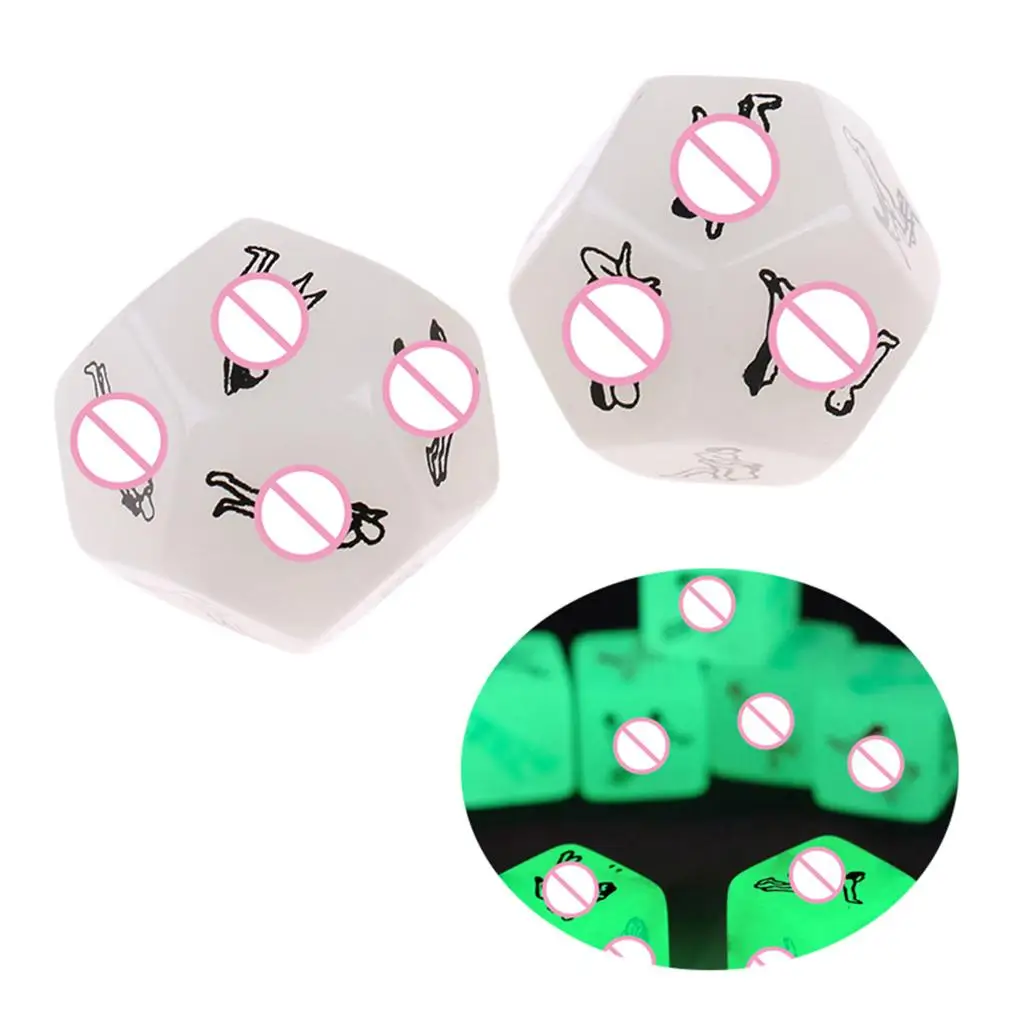 2 Pcs Dice Erotic Craps Sex Glow Love Dices Toys for Adults Sex Toy Noctilucent Dice Set Entertainment Game Polyhedral Dices