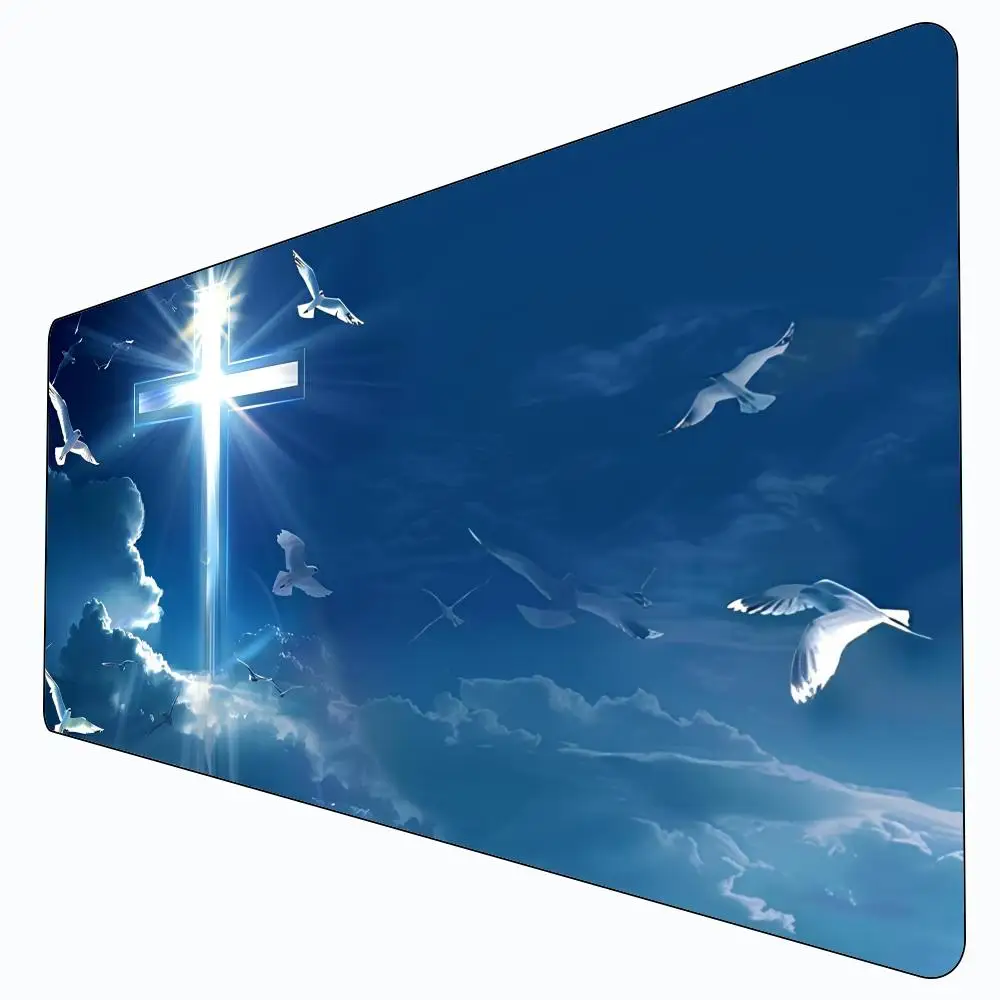 Коврик для мыши Blue Sky, Dove, Cross, игровой коврик, большой коврик для компьютерной офиса, противоскользящий игровой коврик для MTG DTCG CCG RPG, коврики для коллекционных карточек