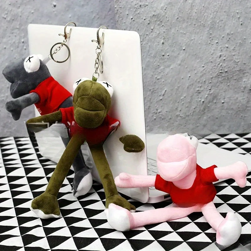 Sapo de pernas longas boneca de pelúcia pingente saco brinquedo chaveiro bonito pelúcia chaveiro bolsa acessórios saco alça