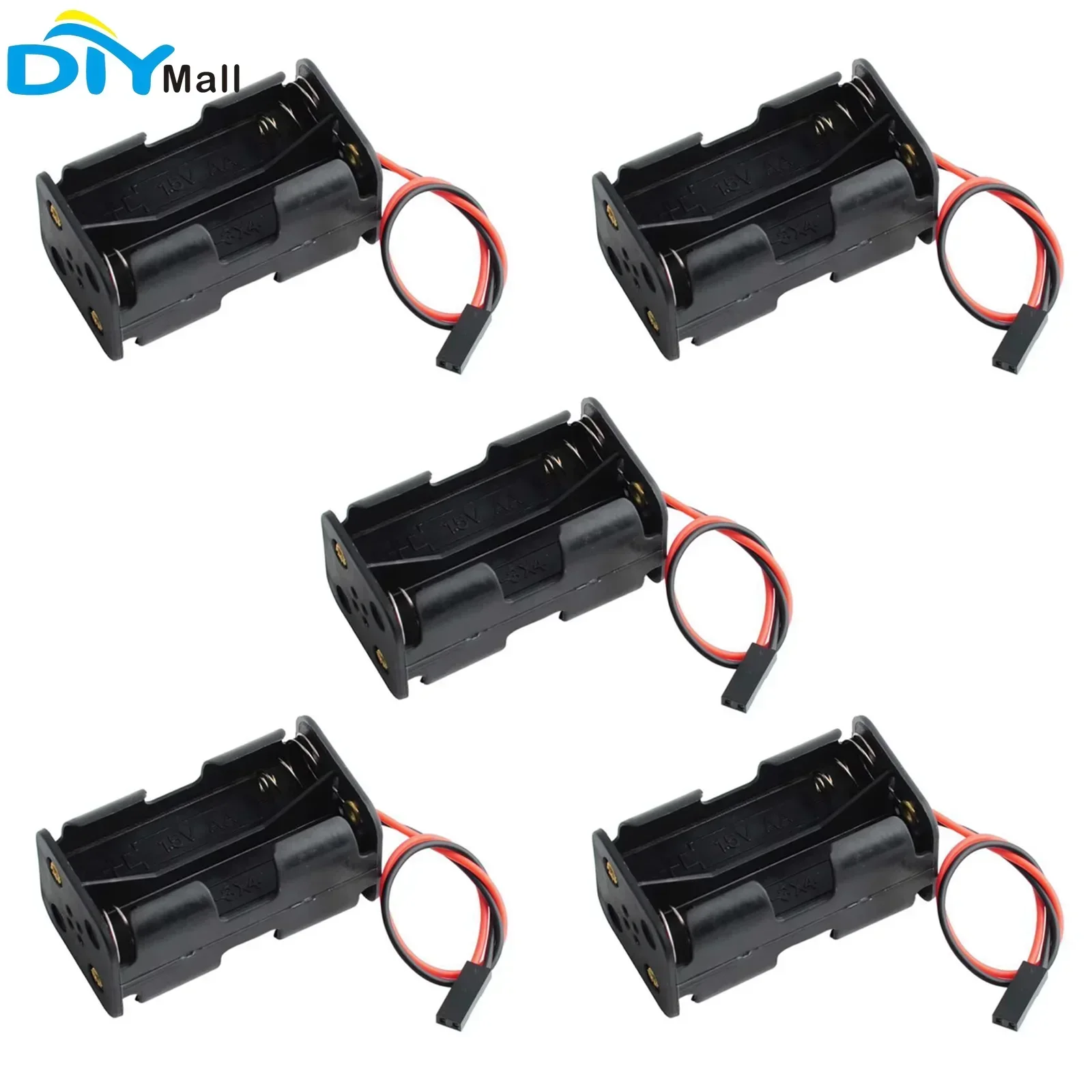 5pcs AA Battery Holder Case with 2Pin JR Connector for RC Servo Tester - Ideal for DIY Electronic Projects