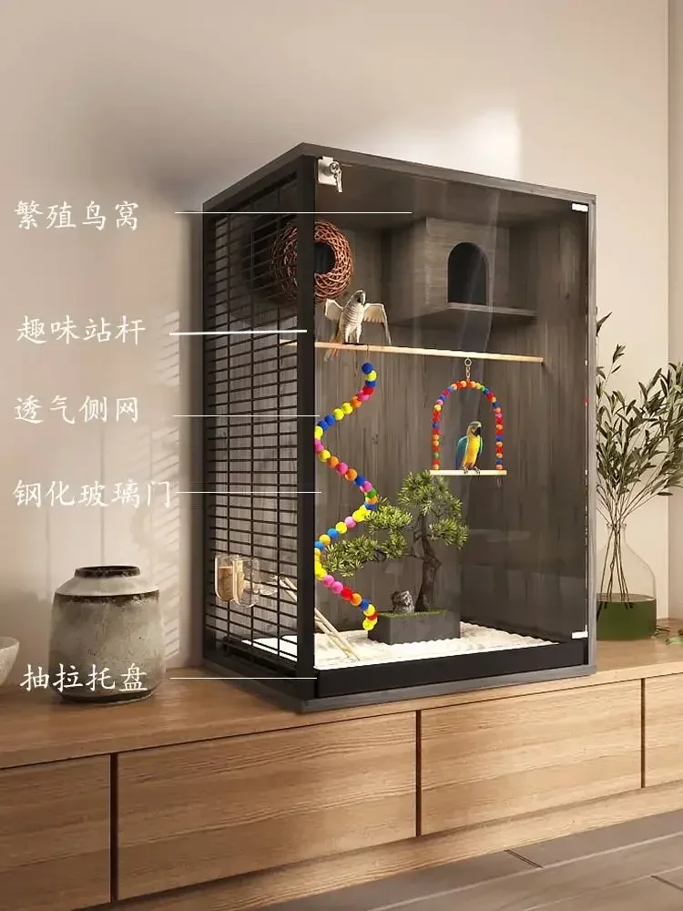 

Pet Cabinet Parrot Xuanfeng Solid Wood Special Bird Cage Extra Large Large