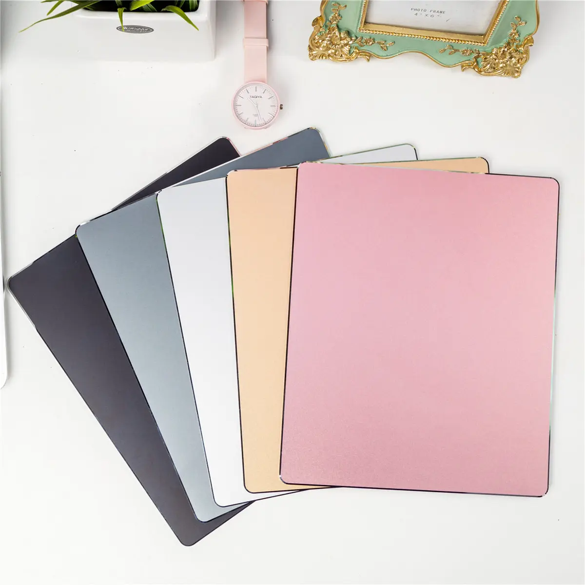 Aluminum Alloy Mouse Pad Customization Leather Fixation on The Back Anti Slip Frosted Metal Mouse Pad Office Game Accessories