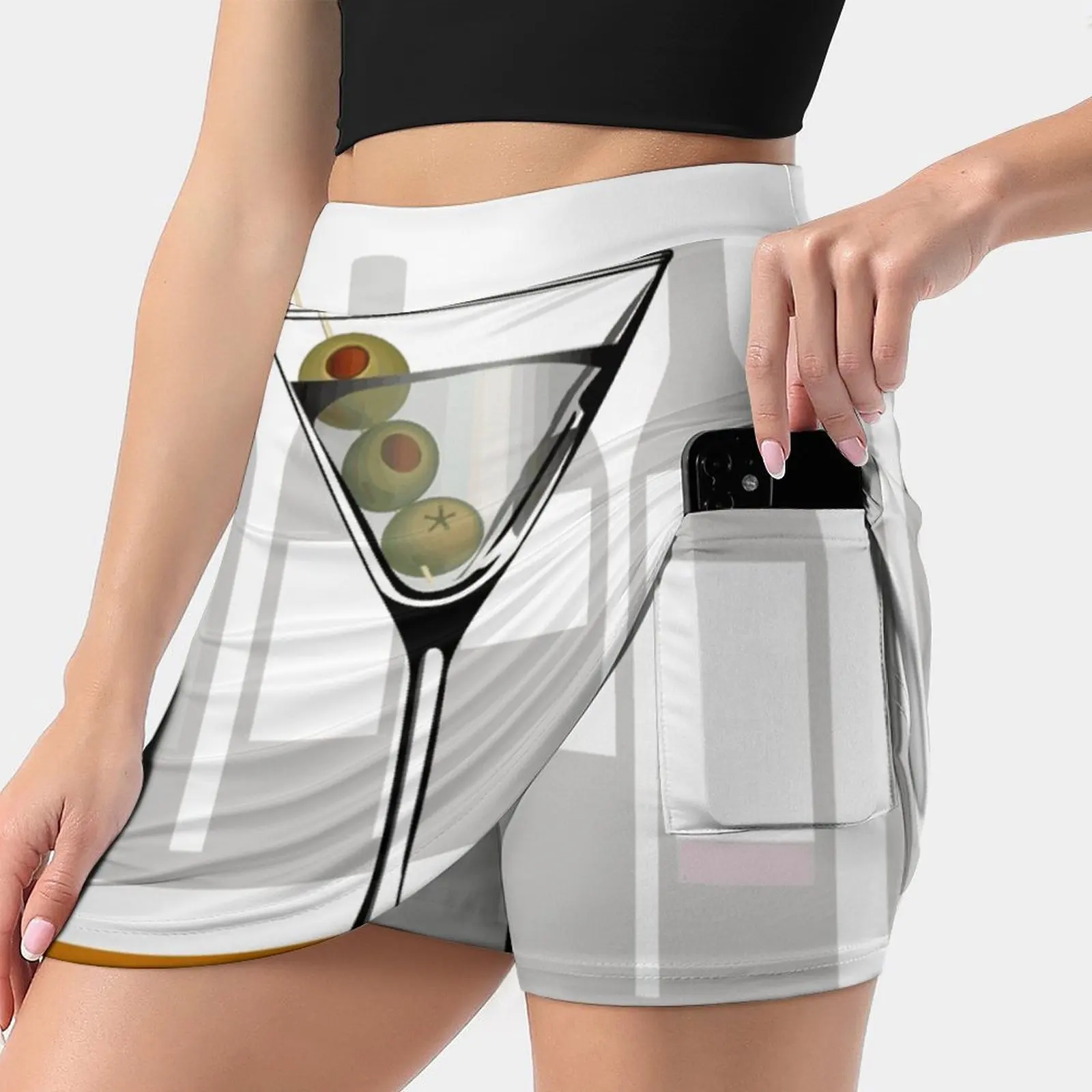 Aperitif Cocktail New Women Skirts Double-Layer Printed Short Dress Mini Sport Skirt Aperitif Aperitif Cocktail Drink Vodka Gin