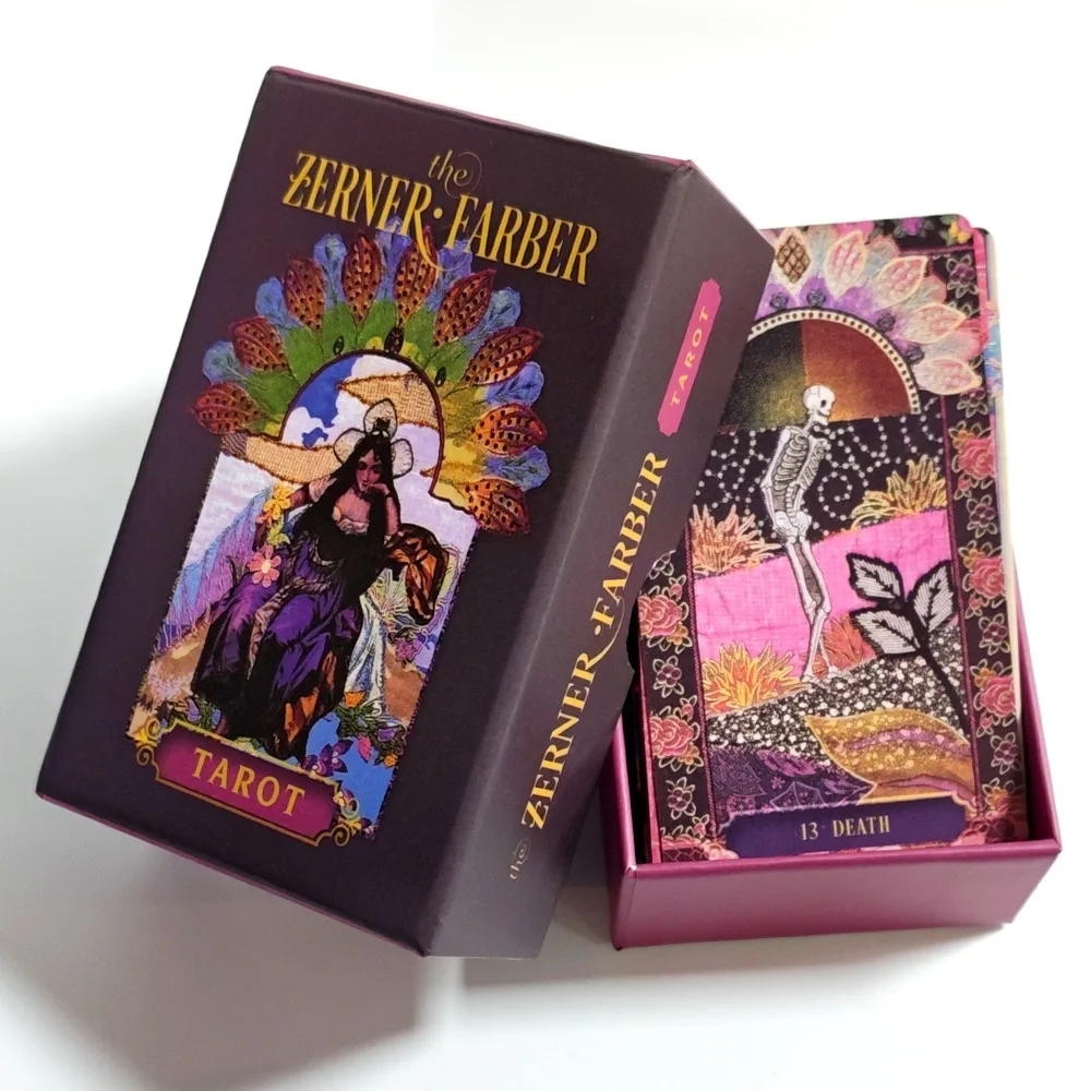 Jeu de tarot Zerner-Farber à double gaufrage, 10,5 x 6 cm, 78 cartes de tarot artistiques en collage, outil de divination spirituelle dans une boîte rigide