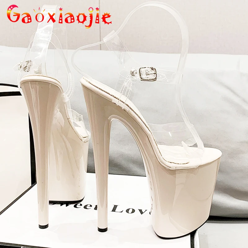 Platform Women\'s Sandals 20cm Ultra-high Heel Transparent Sexy Heels Stage Show Dress Shoes Crystal Women\'s Fine Heels Pumps