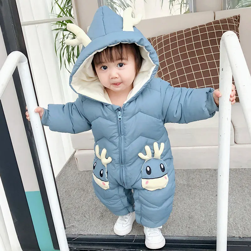 

2026 Winter New Baby Snowsuit Plus Velvet Thick Baby Boys Jumpsuit 0-2 Years Newborn Romper Baby Girls Overalls Toddler Coat