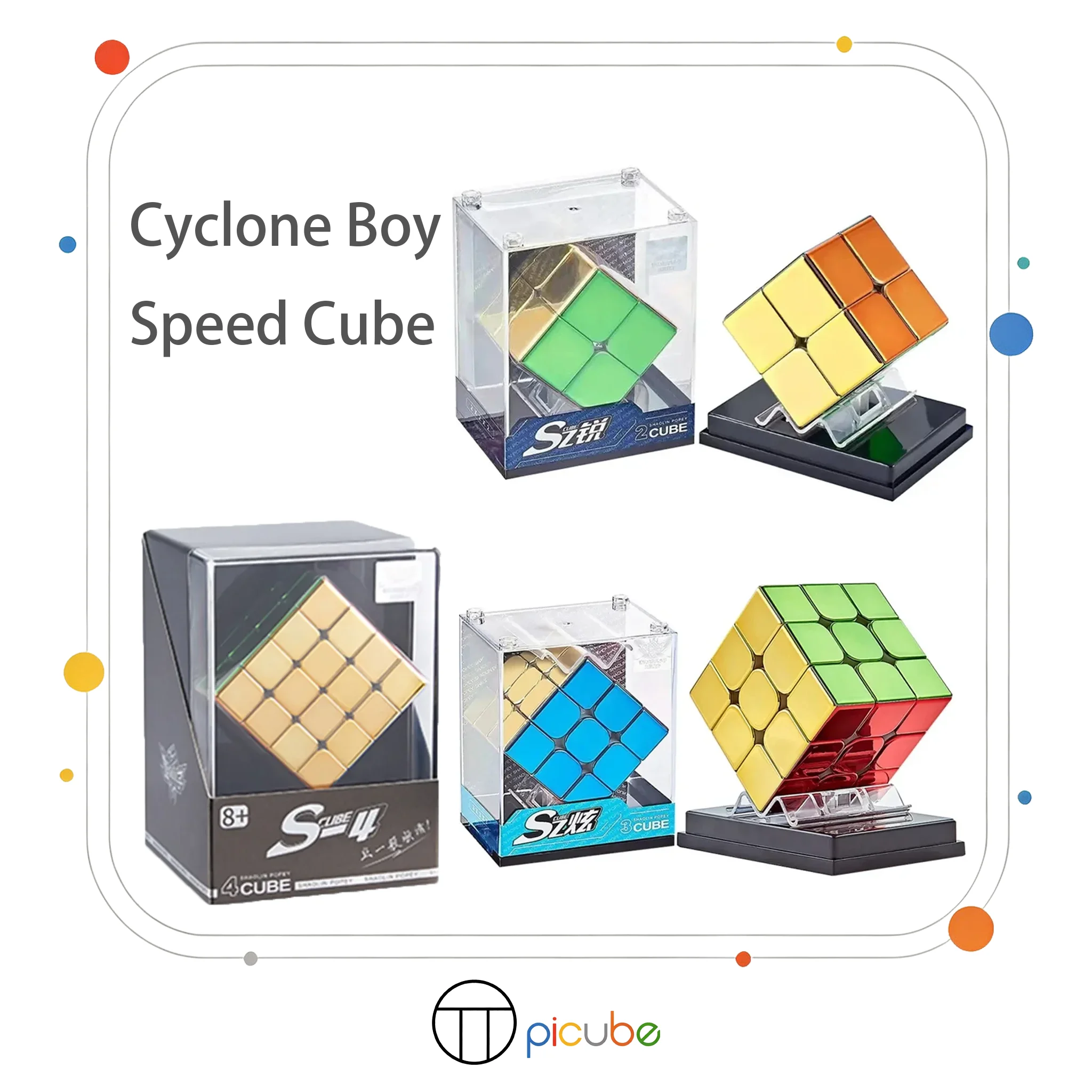 [Picube] Cyclone Boy Metal Magnetic 2x2 3x3 4x4 Series Speed Cube Puzzle Educational Collectible Gift For Kids & Adult Cubers