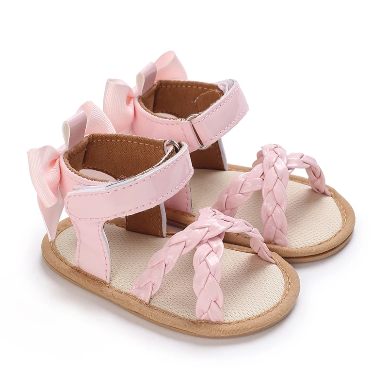 Sweet 0-18M Baby Cute Open toed Pre school Summer Sandals Pink Princess Casual Soft Rubber Sole Non slip Single Shoes Girls'
