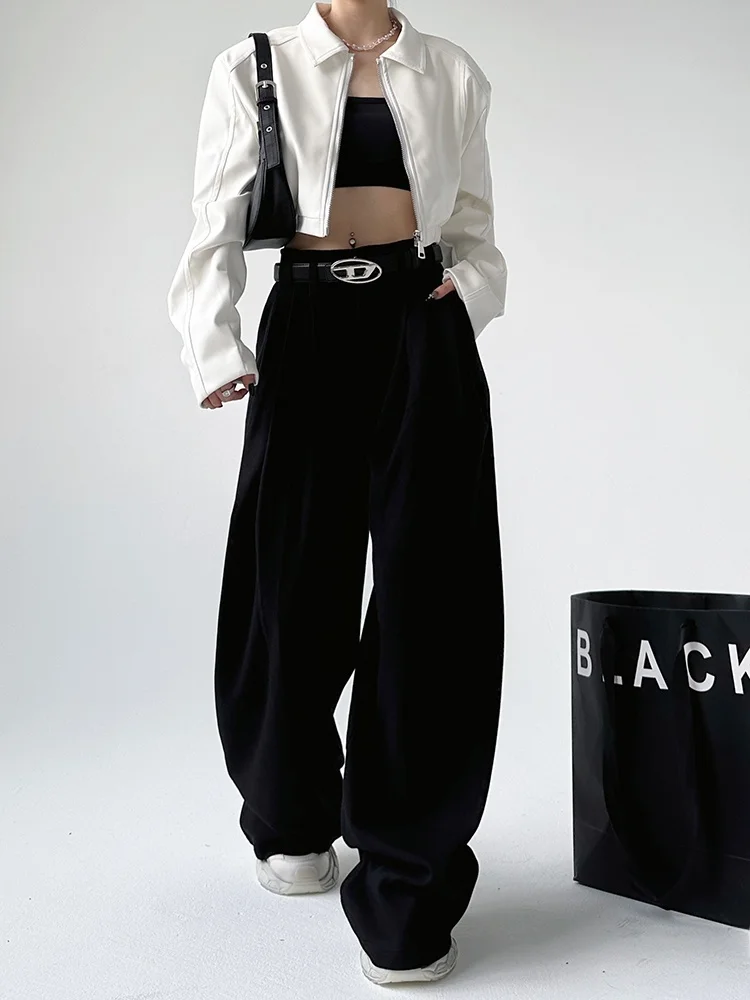 Bla ort PU Pelle Jaet Donna 2023 Autunno Nuovo Sle Hong Kong Sle Design Sense Tuta sportiva Pendolarismo Sle Loose Fit