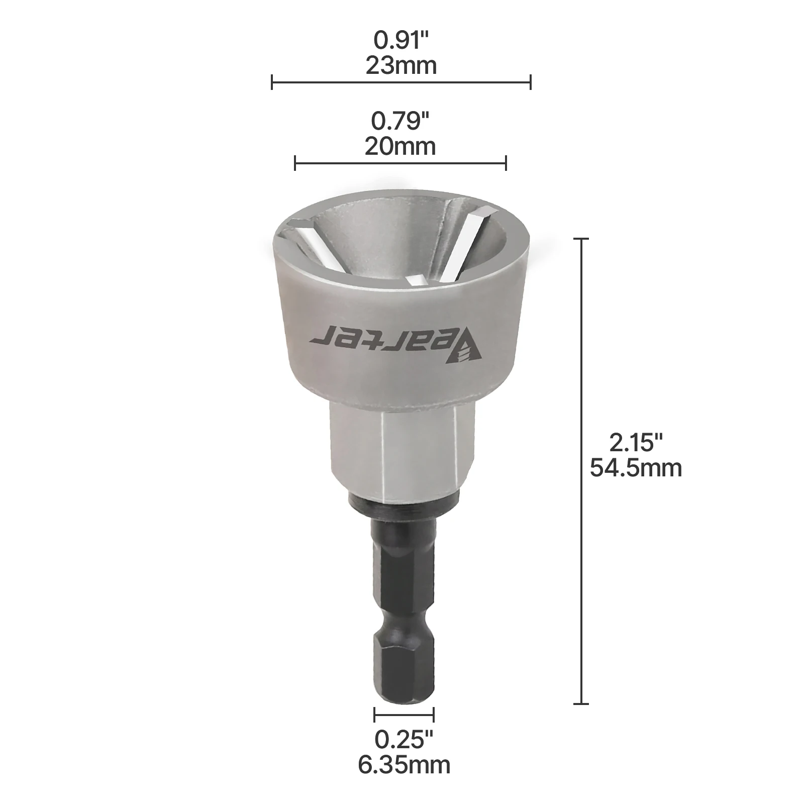 베터 20mm 디버링 외부 챔퍼링 공구 초경 블레이드 드릴 비트 (1/4'' 육각 퀵 릴리즈 생크 포함, 스틸 버 제거용)