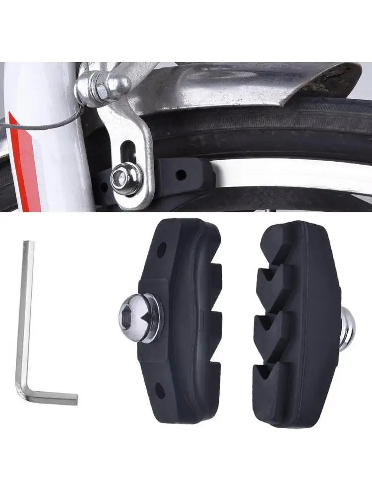 AliExpress NONE 50mm Road Bicycle V Brake Pads Rubber Compound With Mud Guide Groove For All Weather Cycling Black 1 Pair With Tool