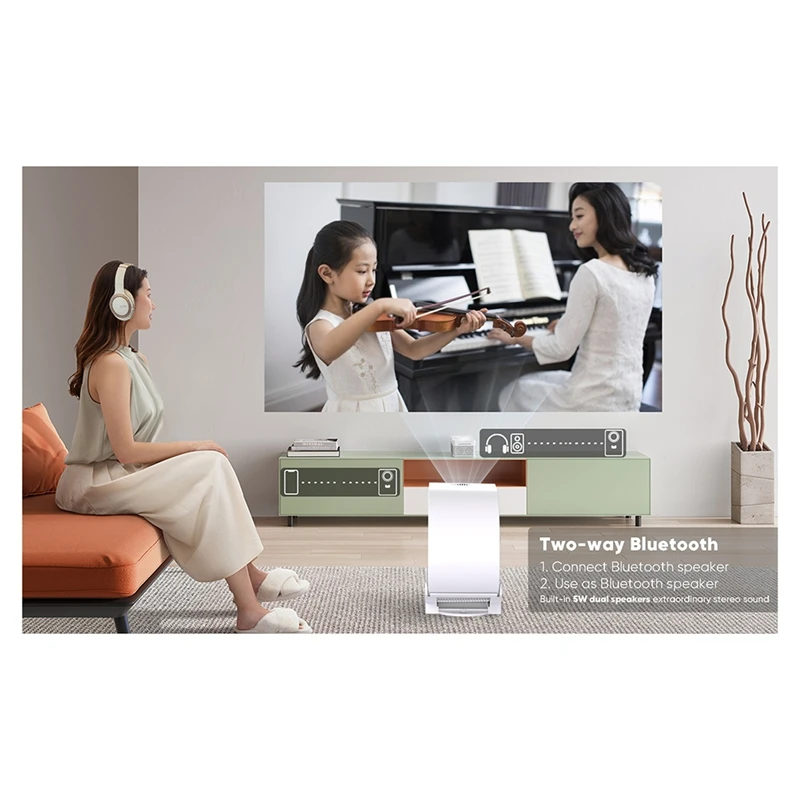 2025 Новый мини-проектор TYPE C 4K 400ANSI с WIFI и Bluetooth, кинопроектор BT5.2 4K с 270 °   Вращающийся