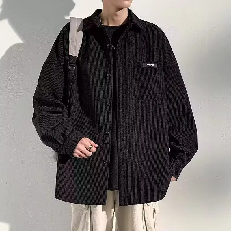 

New Men's Casual Loose irt Autumn Faion Small ence Design Top Casual All-Match Outerwear Stand Fit Long Sve