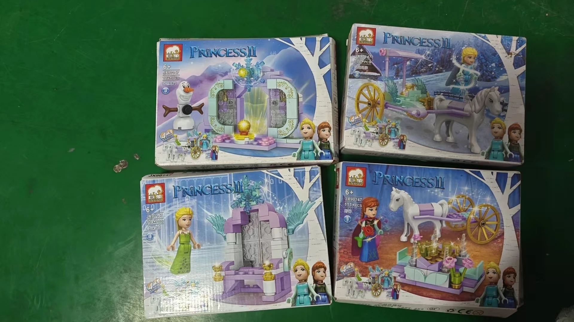 

417 шт. 4 комбинации Snow Princess Dream Carriage JX90147, серия строительных блоков Frozen, наборы кирпичей для детей