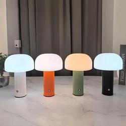 New Mushroom Lamp LED Charging Table Lamp 3-colors Dimming Desk Lamp Mushroom Night Light for Bar Restaurant Bedroom Decoration