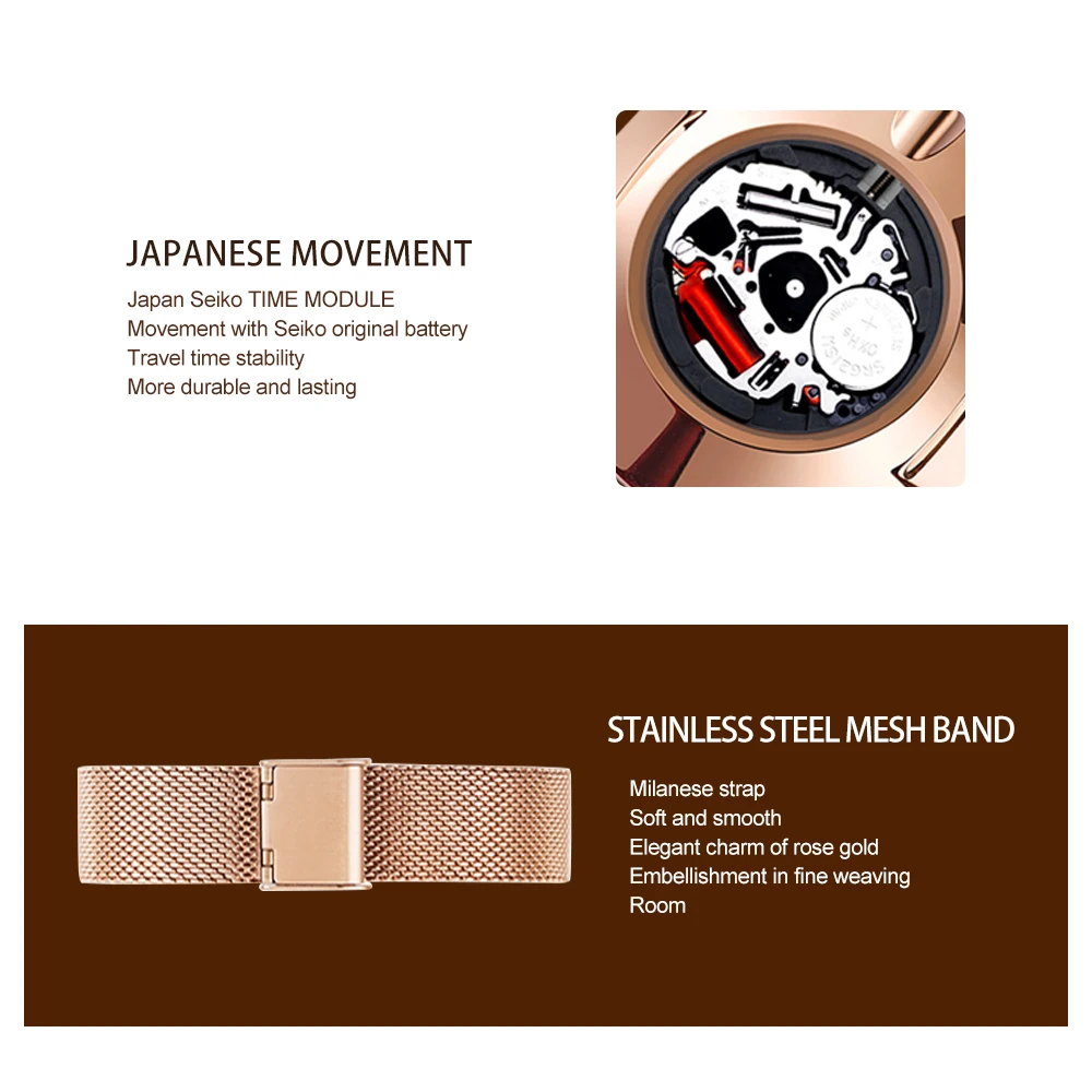 Hannah Martin Top Brand Simple Women Watch Japanese Movement Quartz Wristwatch Fashion Luxury All-Match Women Clock New Arrival