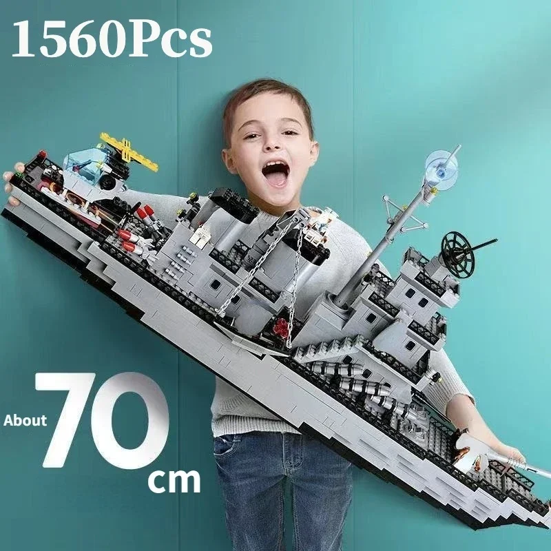 

WW2 Military Ship Aircraft Cruiser Building Blocks Army Weapon Warship Bricks Model Toys for Children's Kid Christmas Gift