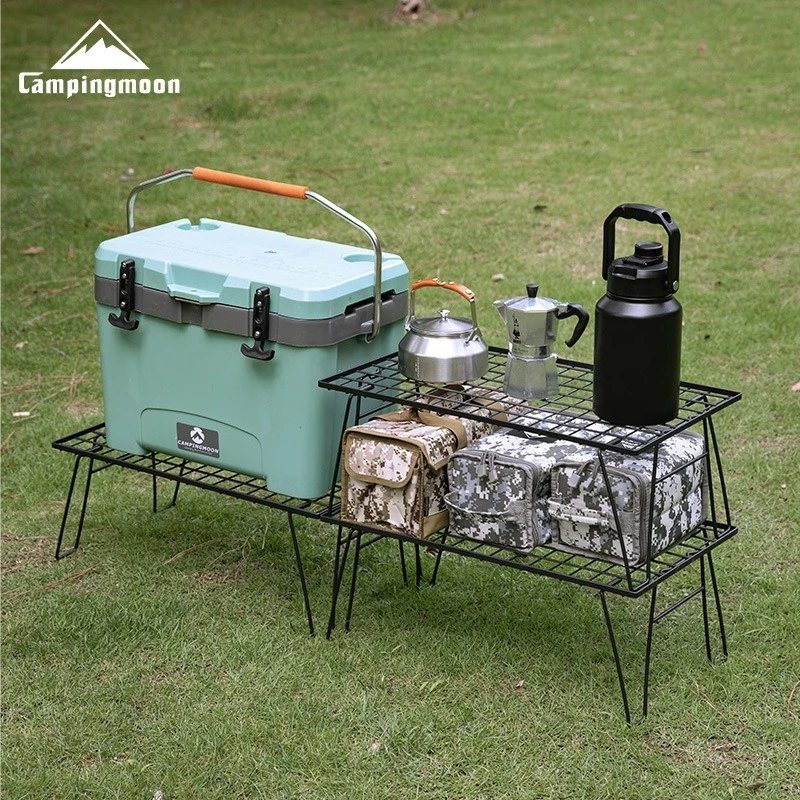 CAMPINGMOON T-235 Eisen-Aufbewahrungstisch Outdoor Camping Leichter Multifunktionaler Tragbarer Klapptisch