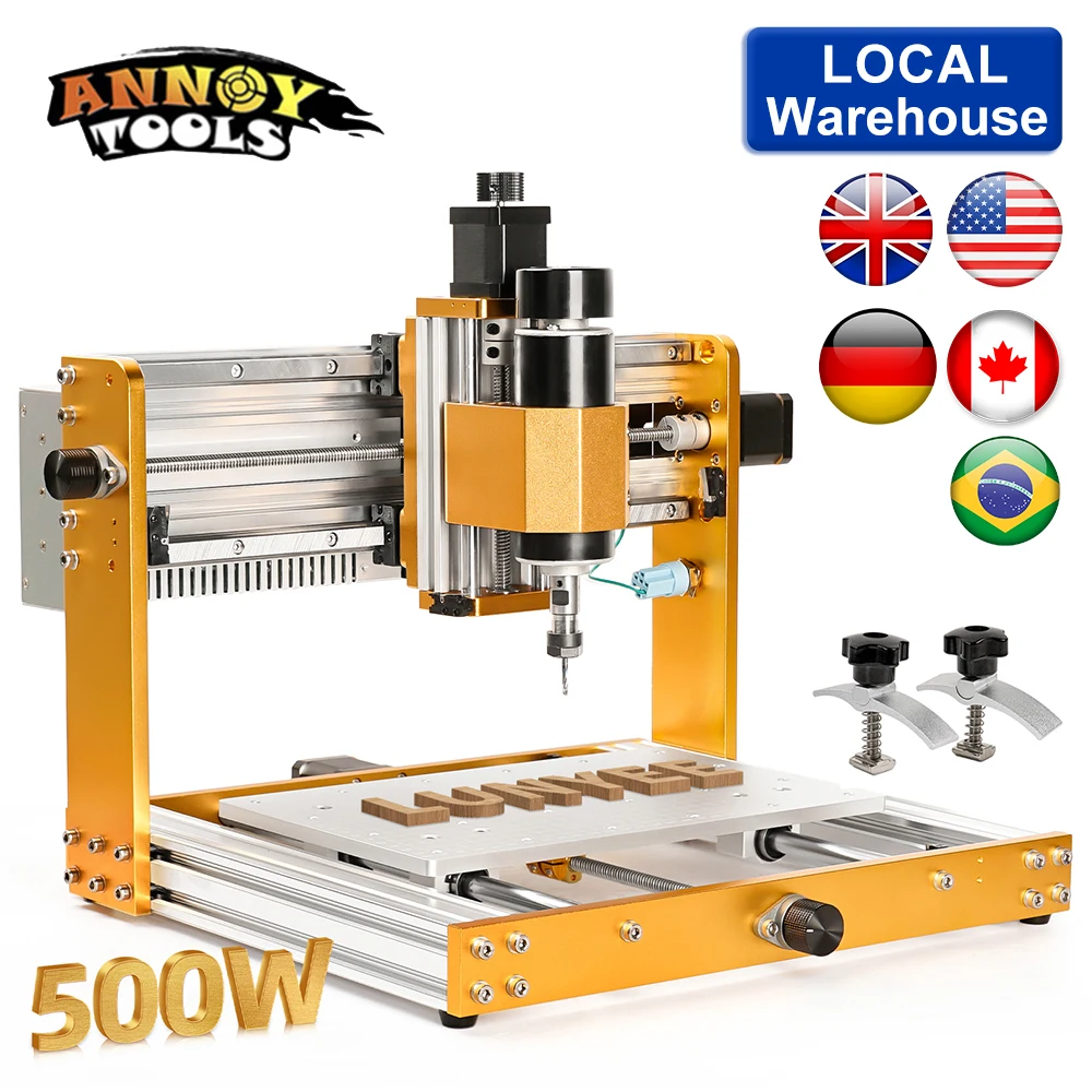 3018 Pro Ultra CNC Router makine-Limit anahtarları ile 500W tüm Metal 3 eksen oymacı, acil durdurma, GRBL çevrimdışı Cont