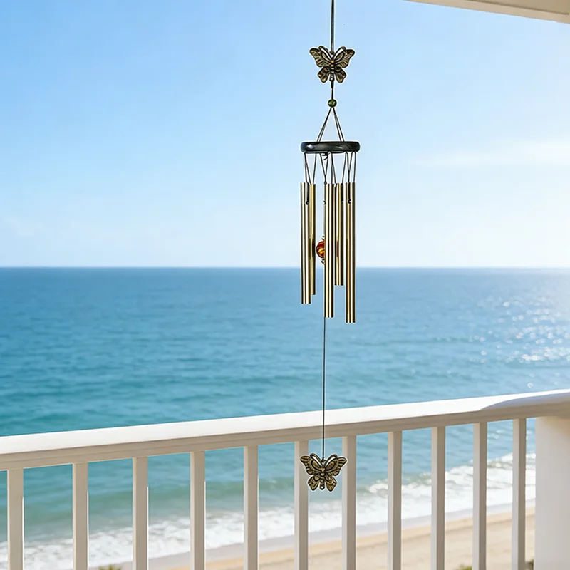 Retro Animal Element 5 Tubes Wind Chimes Aluminum Tube Metal Hanging Ornaments Home Balcony Outdoor Decor Craft Nice Sound