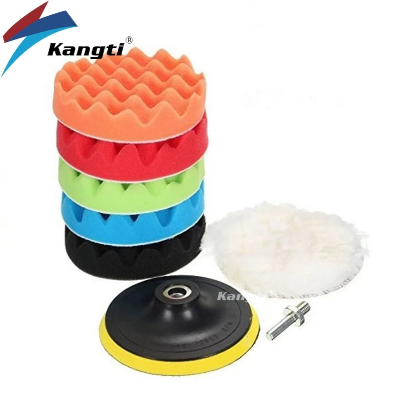 

Kangti 8Pcs 3"~7" Buffing Polishing Sponge Pads Kit Car Polisher Soft Wave Foam Waffle Pad Car Wash Cleaning Detailing Tool