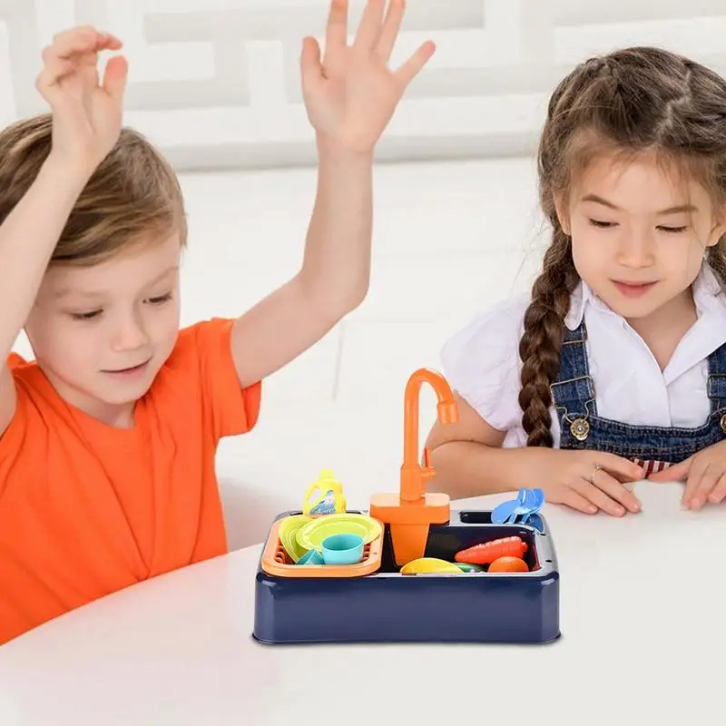 Évier électrique de cuisine avec jouet d'eau courante, avec robinet, jeu de rôle éducatif d'été, jouets lave-vaisselle pour filles