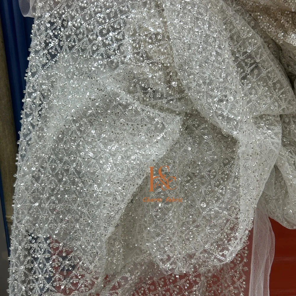 High-end renda bordado beading - Crystal Mesh Fabric avaliação e preço