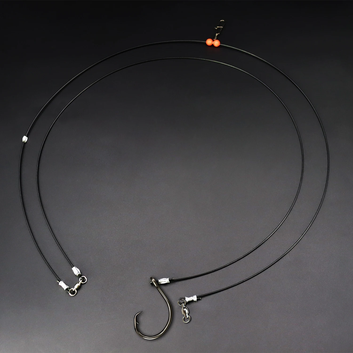 ZYZHE 1 Stück Meeresangel-Rigs mit 49 Strängen Stahldraht 10/0 # Kreishaken, idealer Saitenhaken zum Meeresangeln, Thunfisch, Hai, Rigs – Detail 7