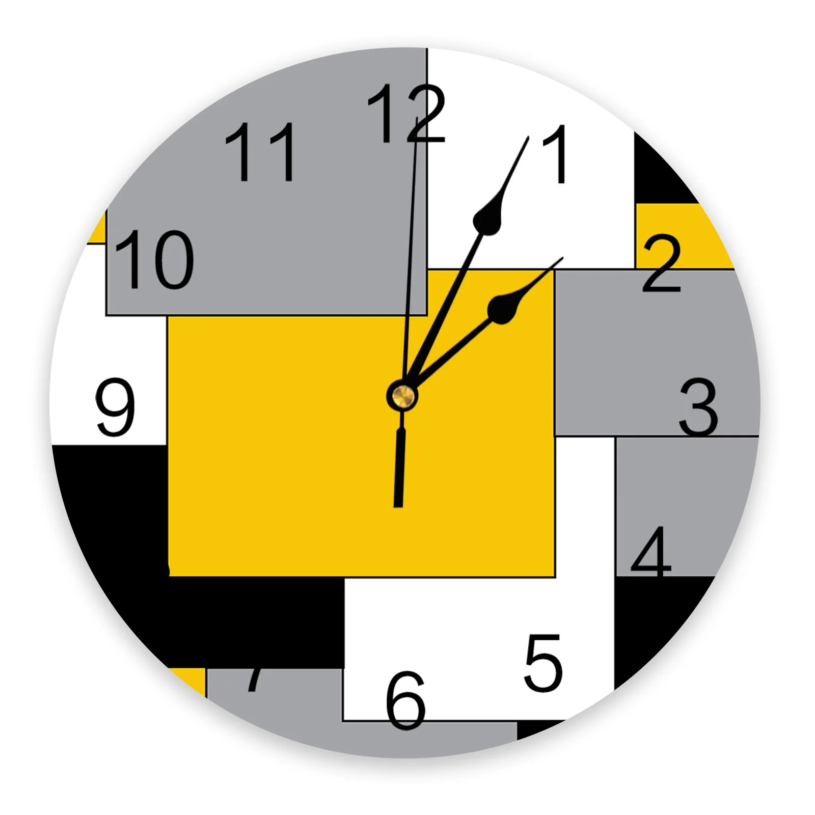 Yellow Mosaic Color Abstract Art Wall Clock Modern Design Living Room Decoration Clock Mute Wall Watch Home Interior Decor