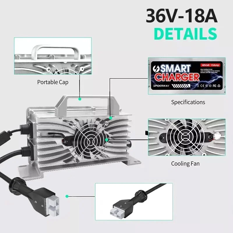 18 Ampere 36 Volt intelligentes Batterieladegerät für EZGO Marathon Golfwagen mit SB50-Stecker